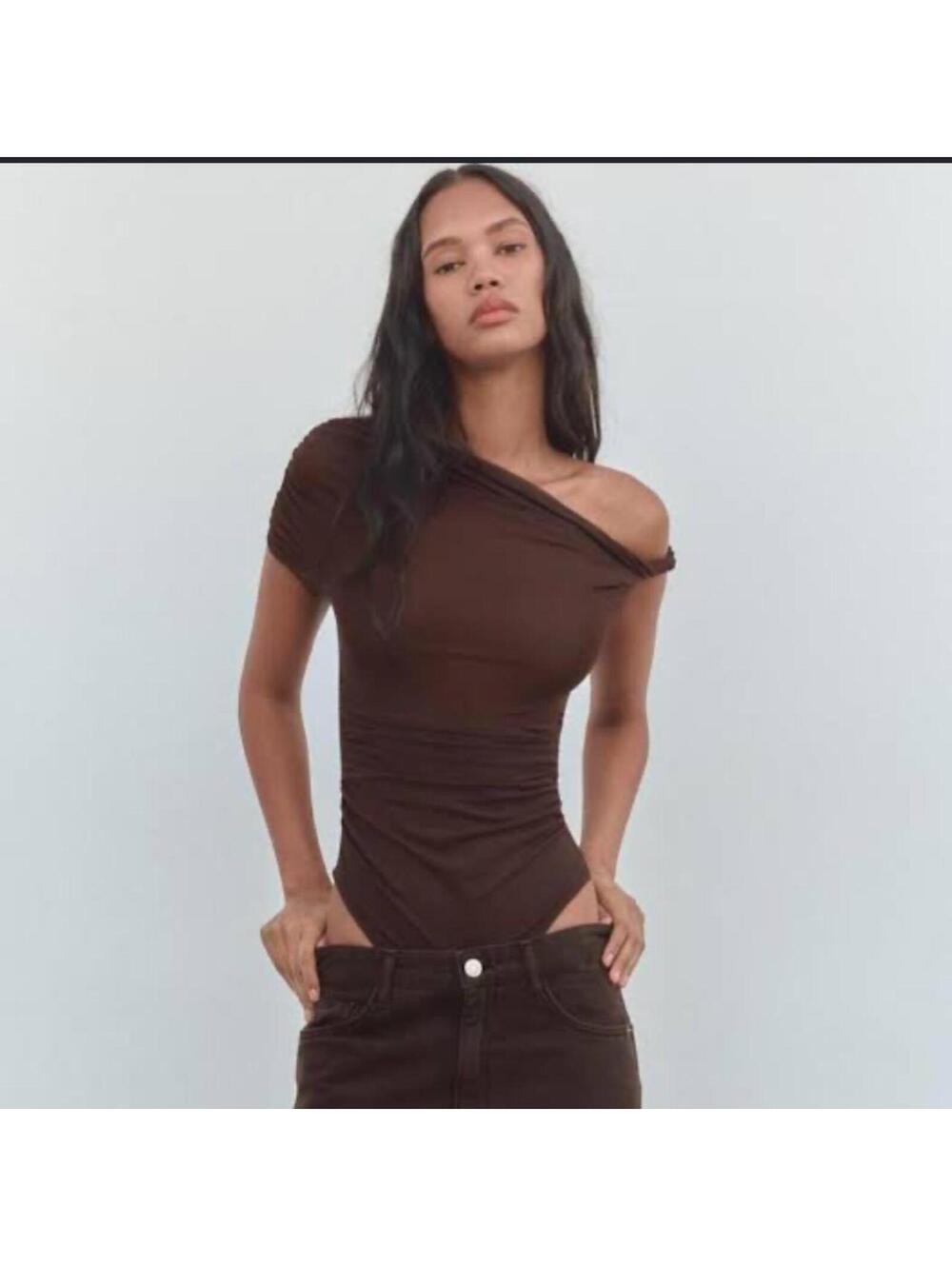 Zara brown off the shoulder bodysuit